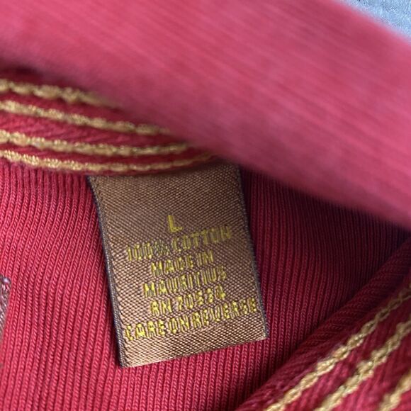 Orvis Mens Long Sleeve 1/4 Button Hardware Button Cuffed Heavy Shirt Red Size L - Picture 5 of 13